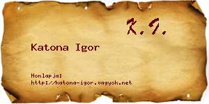 Katona Igor névjegykártya